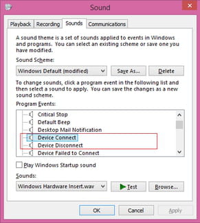 windows 10 device disconnect sound