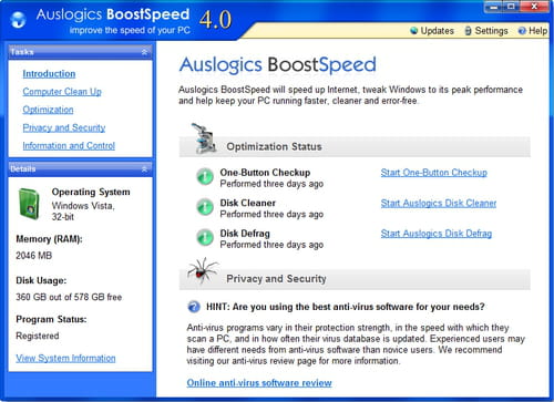 auslogics boostspeed freeware