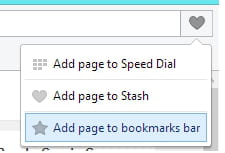 add page to bookmarks bar opera