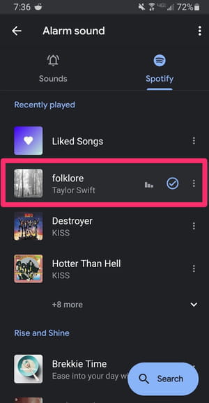 spotify alarm clock android