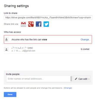 how to share google drive file to public