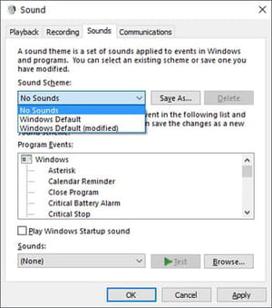 windows 10 startup sound not playing