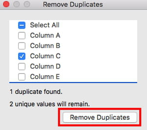 remove duplicates excel