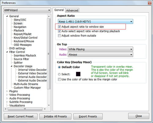 kmplayer automatically adjust the aspect ratio to window size how to change picture size on samsung tv to fit screen