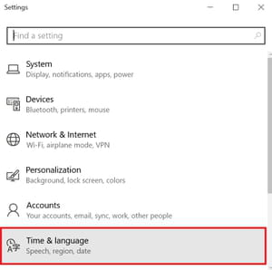 change windows 10 language