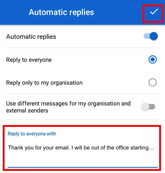 automatic replies outlook app