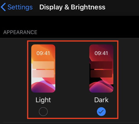 Dark mode iPhone