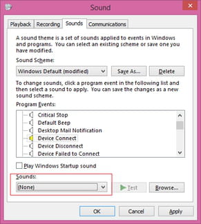 windows 10 device disconnect sound