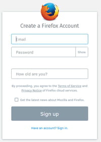 firefox email account