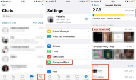 WhatsApp storage screenshot