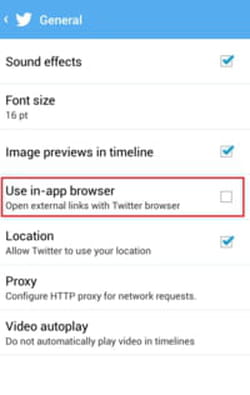 Open Twitter links in Chrome or other mobile browser