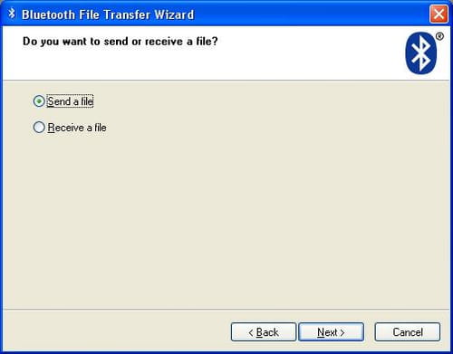 Windows XP - Transferring files via Bluetooth