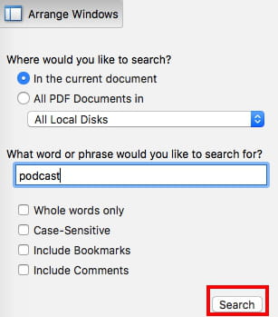 search in pdf