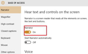 turn on narrayor windows 10