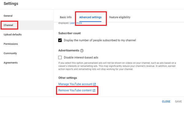 Hide your  channel: permanently or set as private