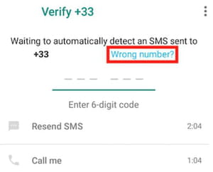 WhatsApp wrong number screenshot