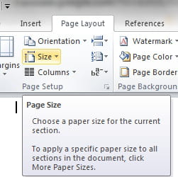 create a5 formatted page word