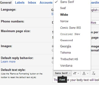 gmail how to set the default text style change gmail font size