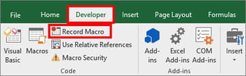 record macro excel
